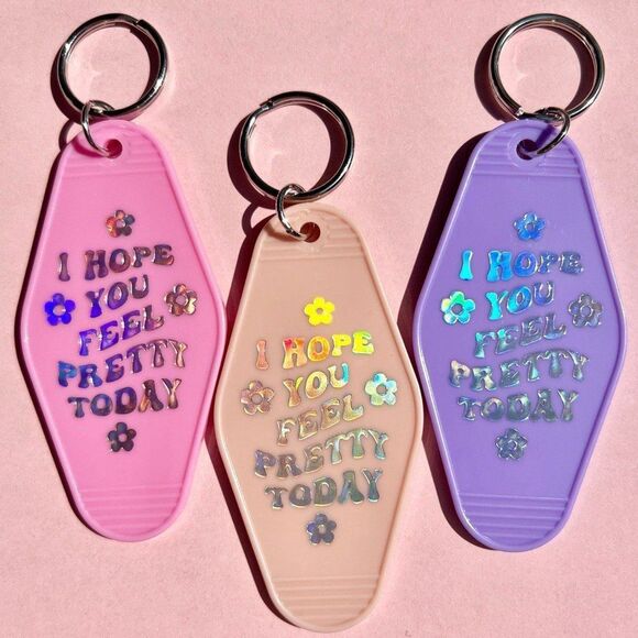 Positive Affirmations Keychain in Pink Reflective 3M - Picture 3 of 5